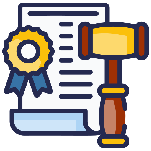 Certificate and gavel icon